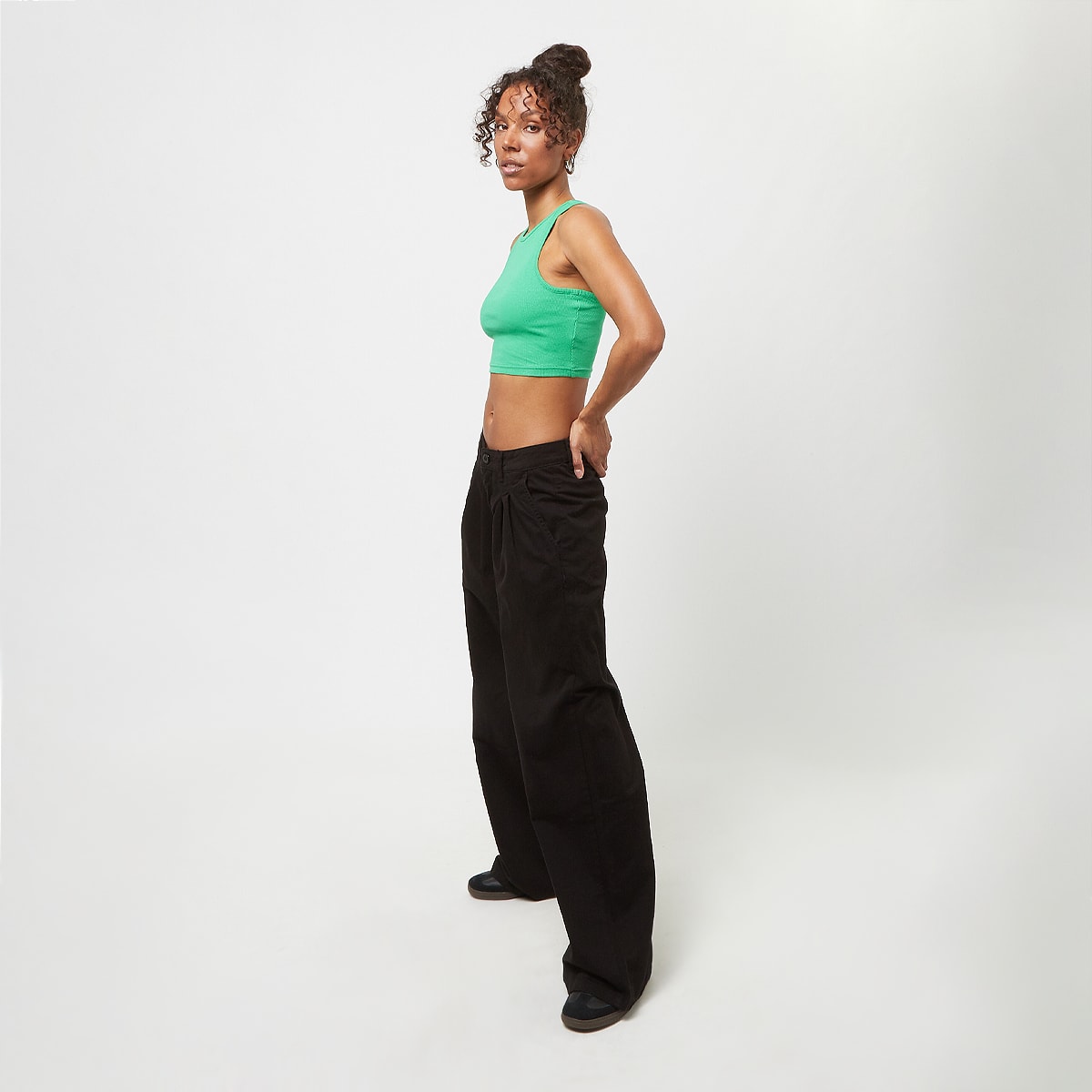 Urban Classics Cropped Rib Top women Tops groen Maat XS Kleding