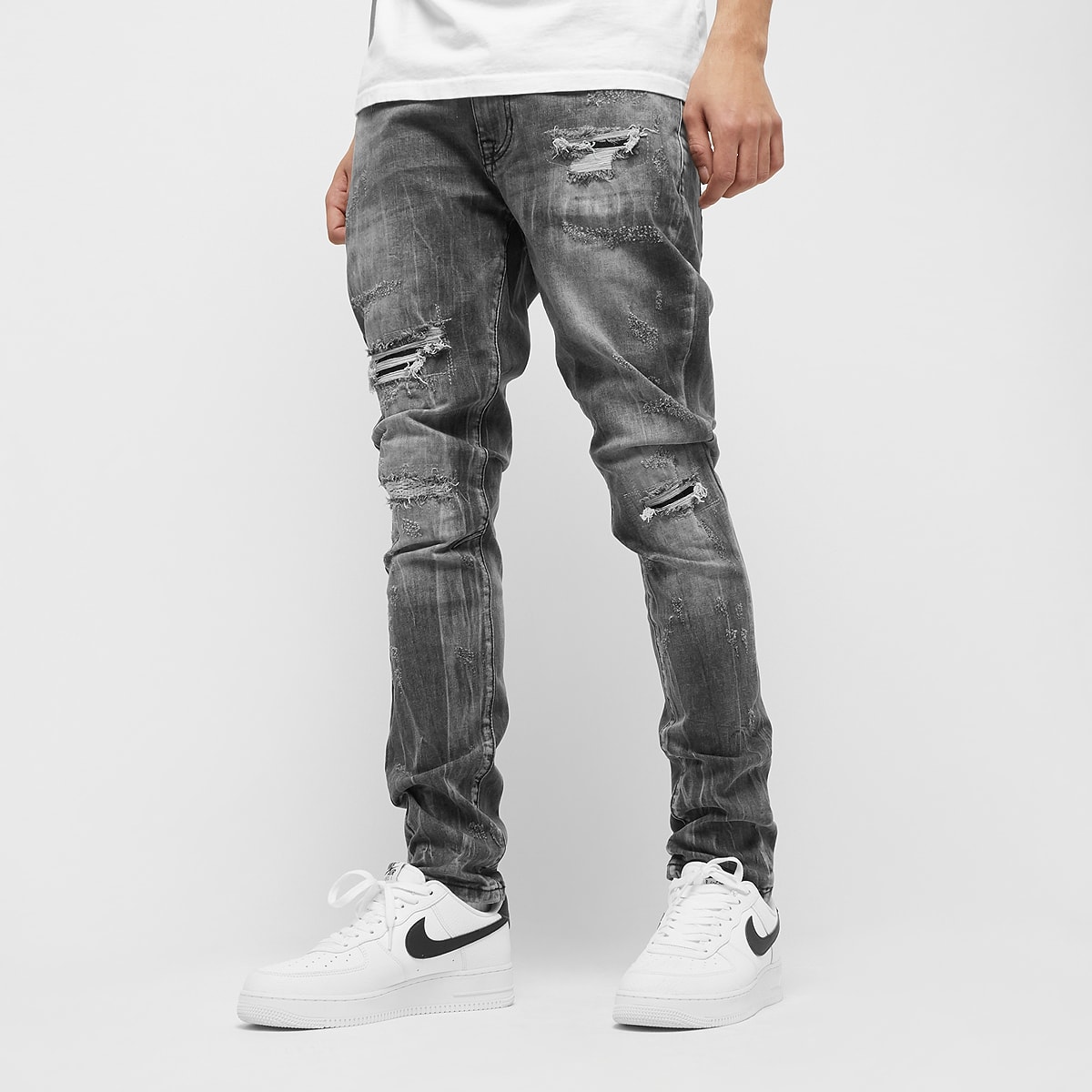 Smoke Rise Rip Jand Repair Jean Spijkerbroeken in zwart formaten: 30
