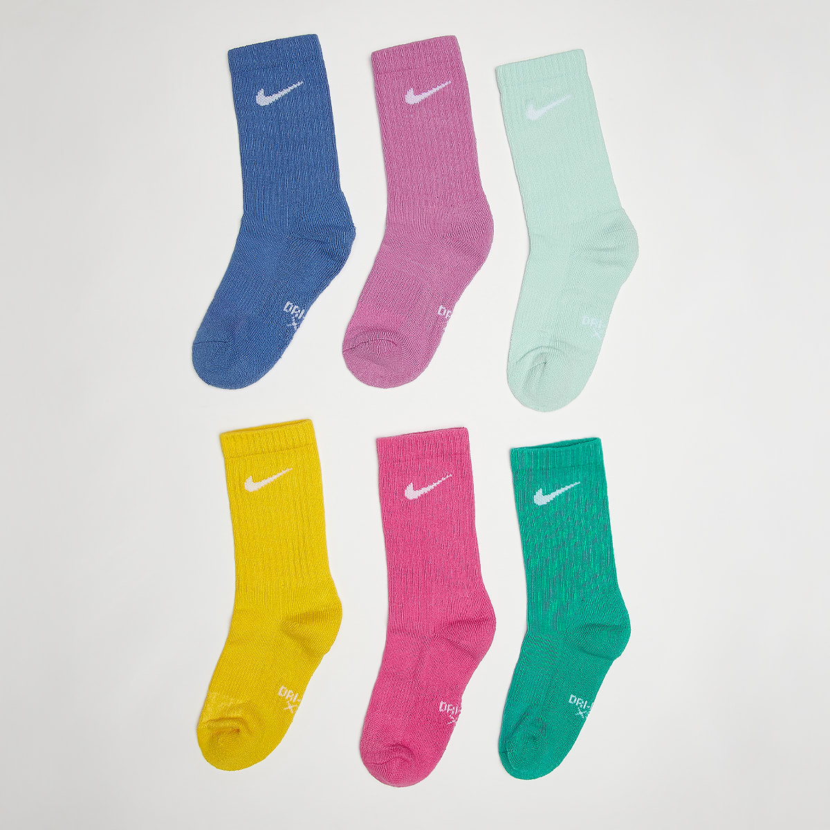 Nike 6 PACK Dri-Fit Perfect Basic Crew unisex Sokken multicolor Maat 4Y-5Y Kleding