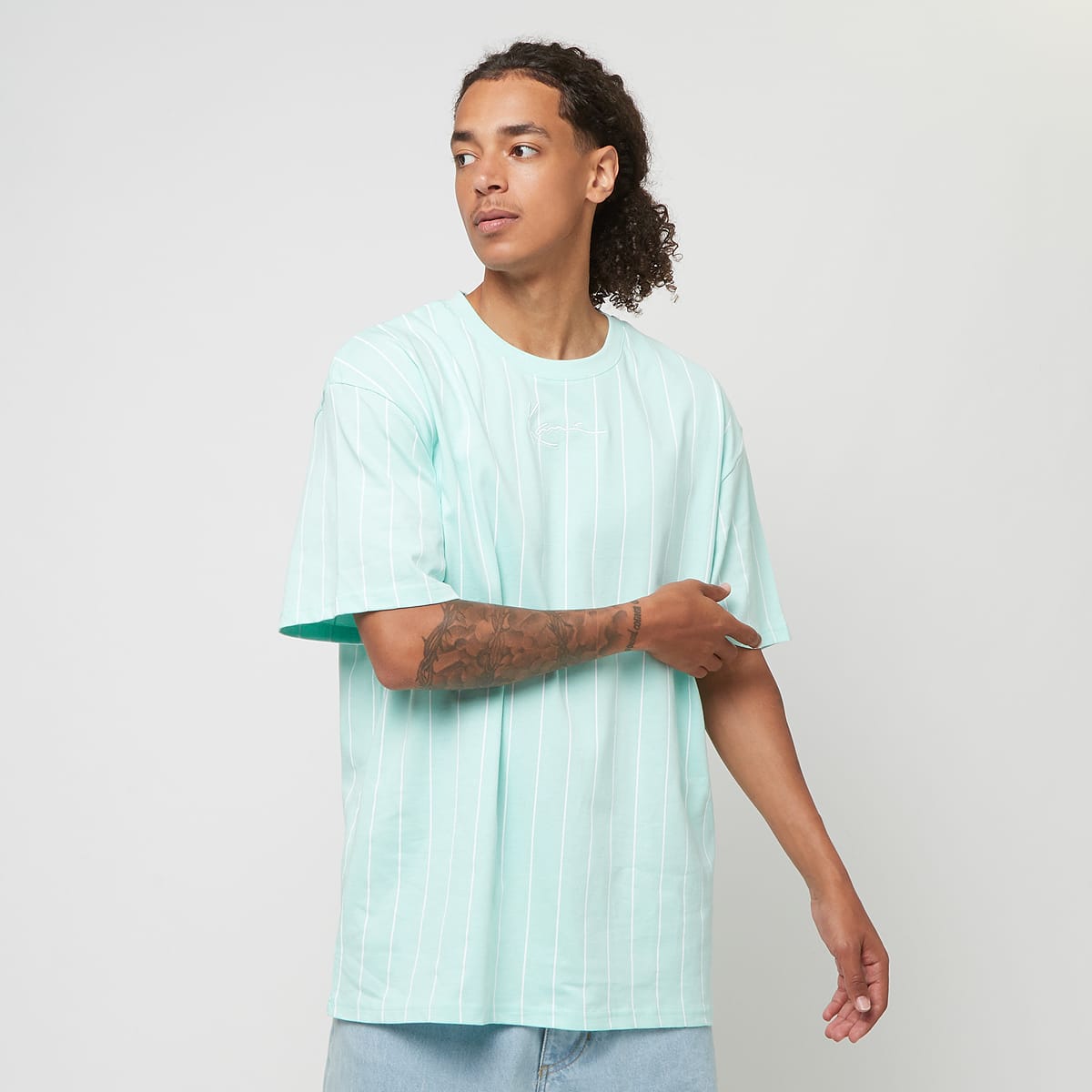 Karl Kani, Small Signature Essential Pinstripe Tee, turquoise