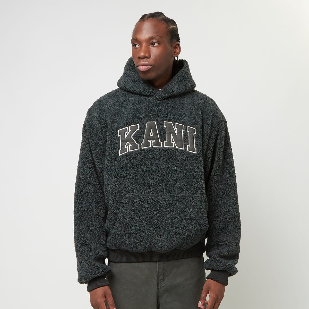 Karl Kani Serif Teddy Hoodie men Hoodies & Sweaters grijs Maat S Kleding