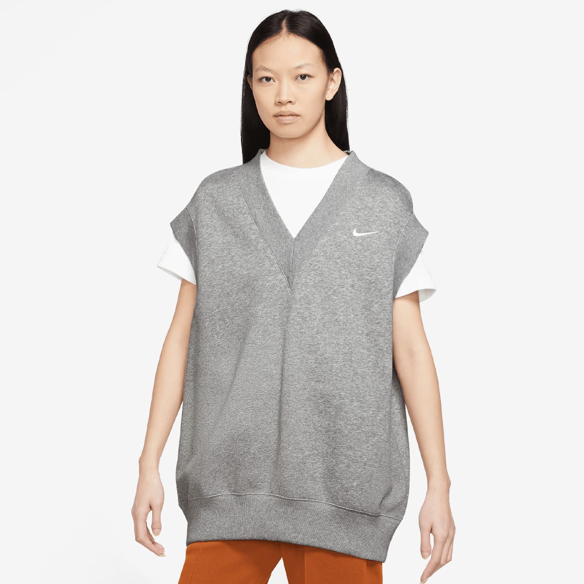 Nike Sportswear Phoenix Fleece Extragroße Damenweste Truien Dames dk grey heather sail maat: XS beschikbare maaten:XS S M L
