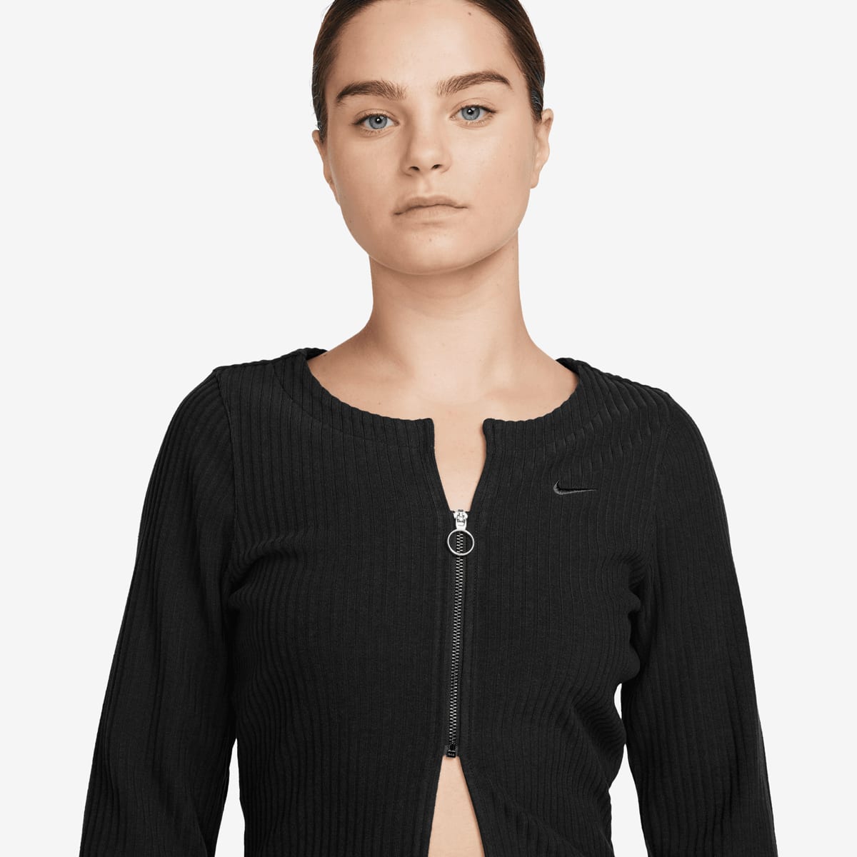 Nike Sportswear Chill Knit Rib Full-Zip Cardigan women Hoodies & Sweaters zwart Maat XS Kleding