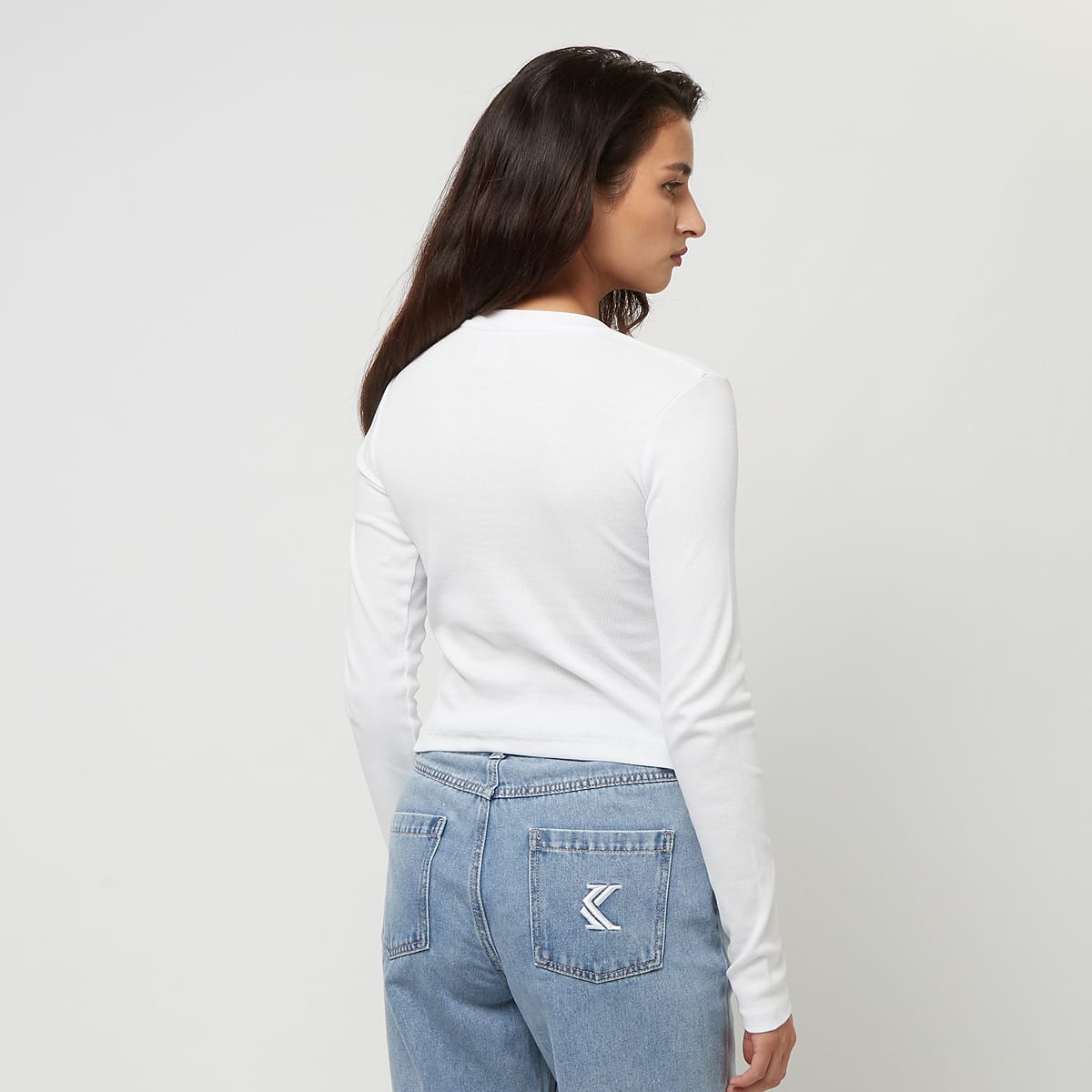 Karl Kani Small Signature Short Rib LS Longsleeves in wit formaten: S
