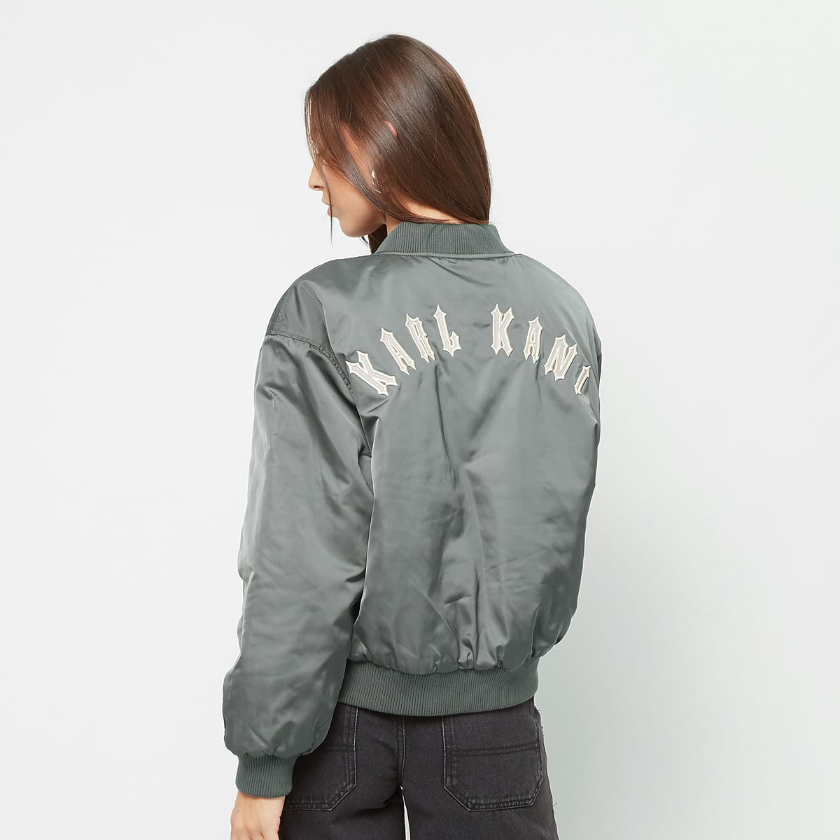 Karl Kani Chest Signature Bomber Jacket Bomberjacks in grijs formaten: L