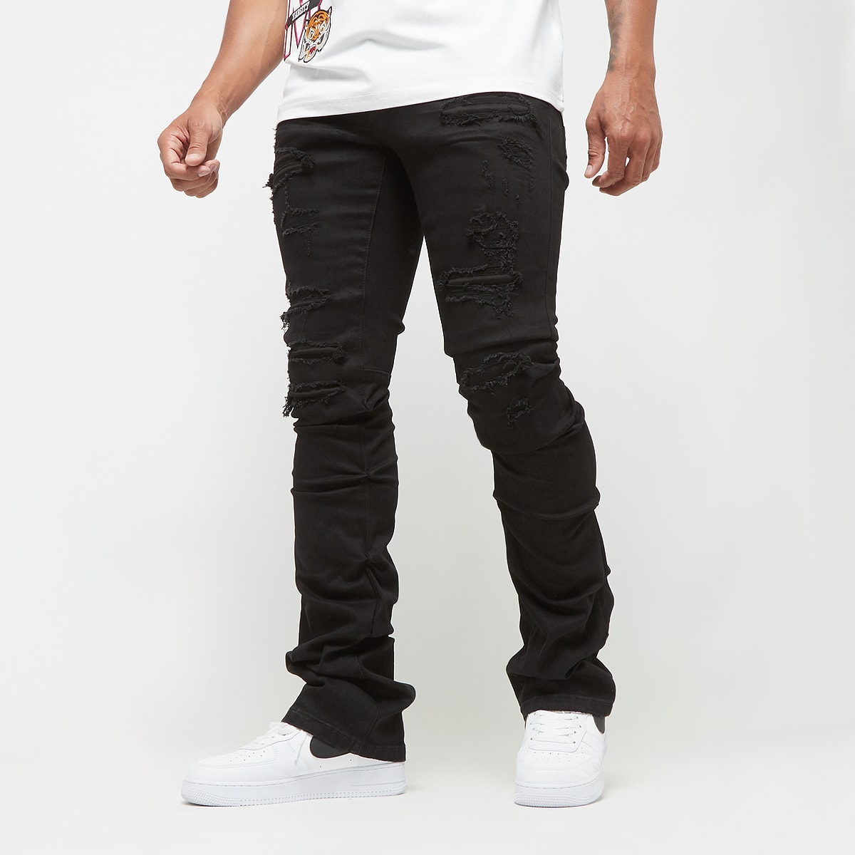 Smoke Rise Distressed Rip & Repair Jeans Spijkerbroeken in zwart formaten: 30