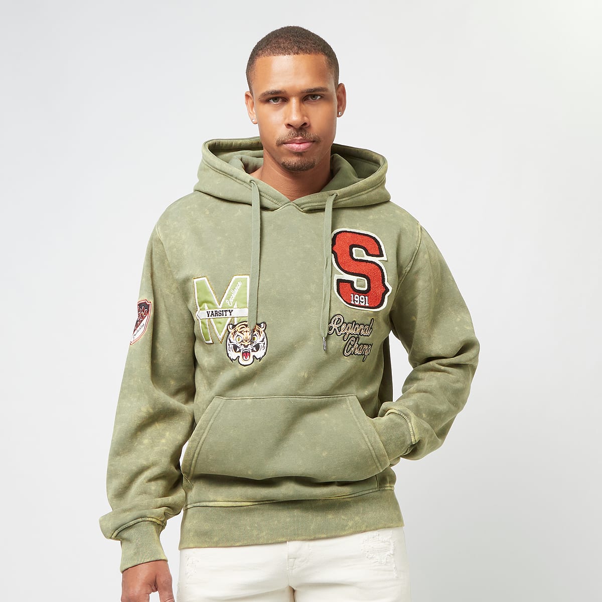 Smoke Rise Varsity Mineral Washed Fleece Hoody men Hoodies & Sweaters groen Maat XL Kleding