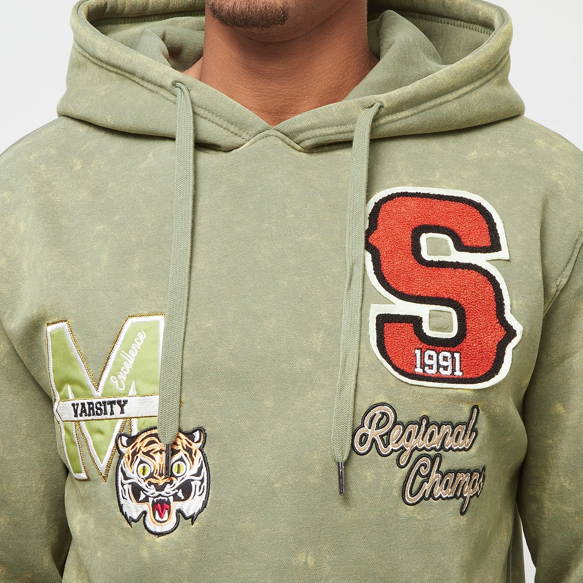 Smoke Rise Varsity Mineral Washed Fleece Hoody men Hoodies & Sweaters groen Maat XL Kleding