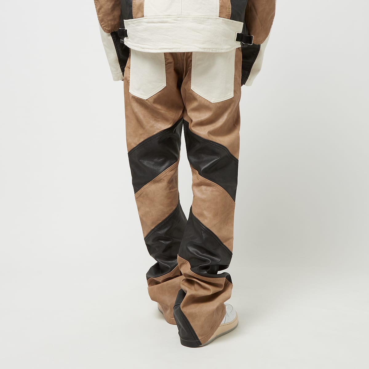 First Row Premium PU Mix Stack Pants Spijkerbroeken in bruin formaten: 30