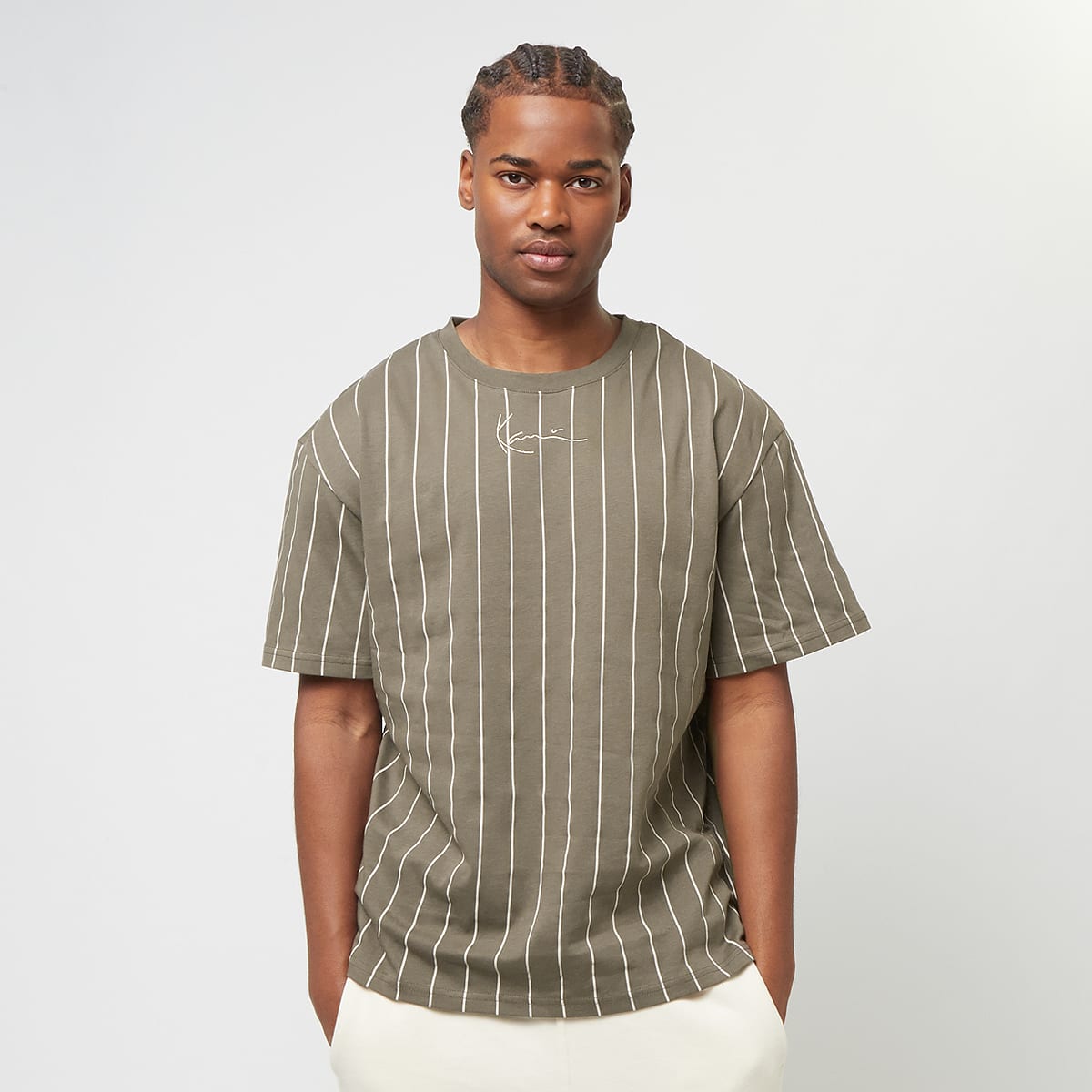 Karl Kani Small Signature Essential Pinstripe Tee light darkbrown sand T-Shirts & Polo's in bruin formaten: S