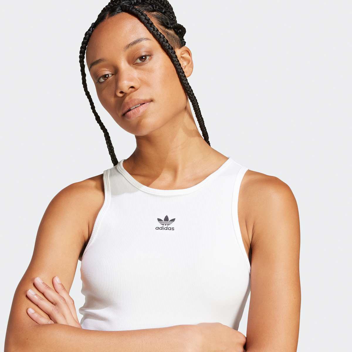 adidas Originals Essential Ribbed Tanktop women Tops wit Maat XS Kleding
