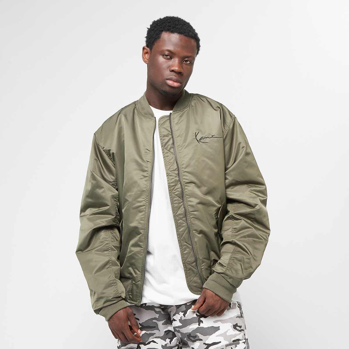Karl Kani Back Embroidery Bomberjacket men Bomberjacks groen Maat S Kleding