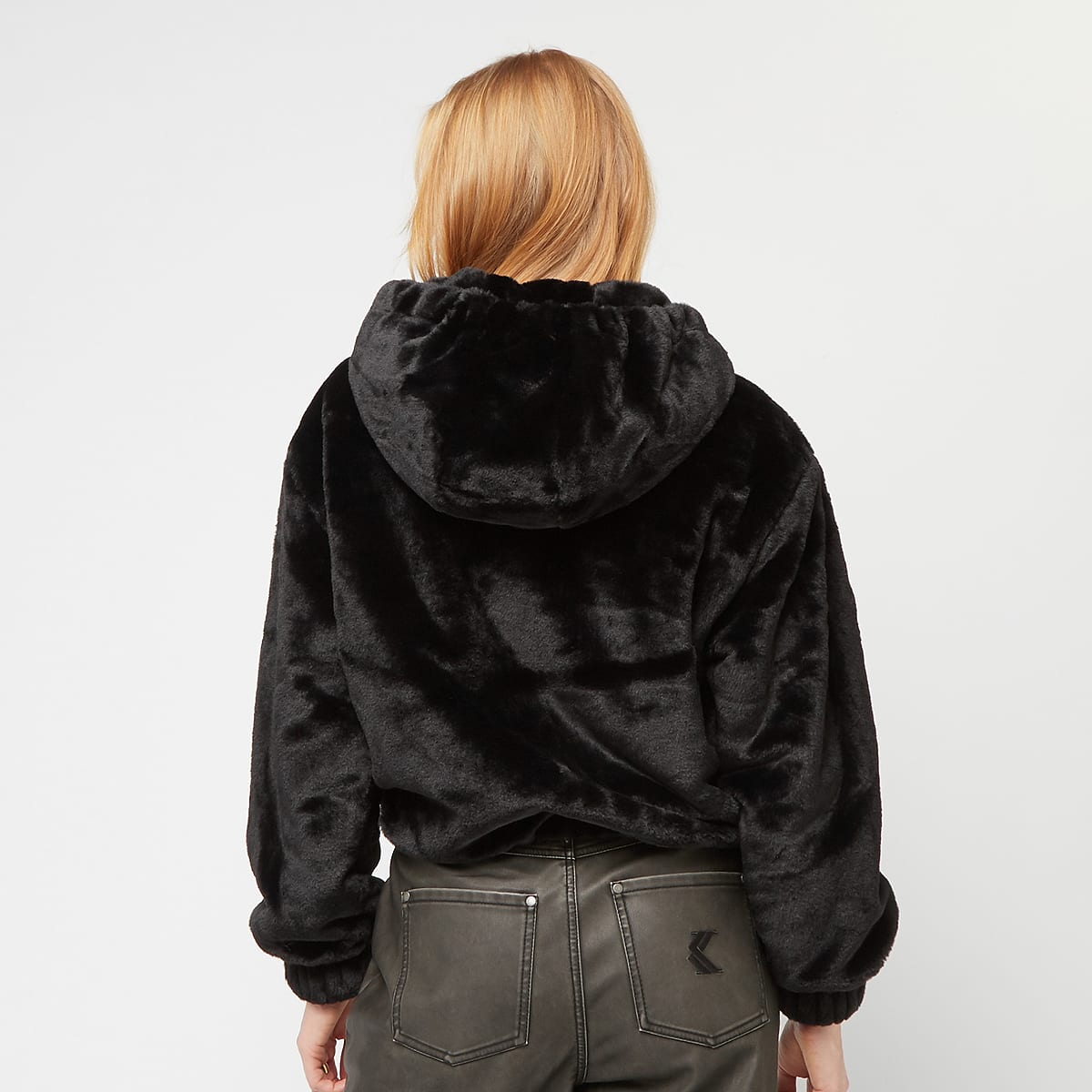 Karl Kani Metal Signature Vegan Fur Zip Hoodie Jacket women Hoodies & Sweaters zwart Maat XS Kleding