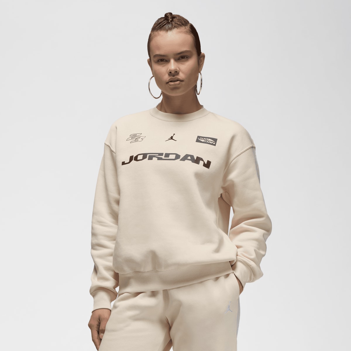 Jordan Brooklyn Fleece Crew-Neck Sweatshirt wo Hoodies & Sweaters beige Maat XS Kleding