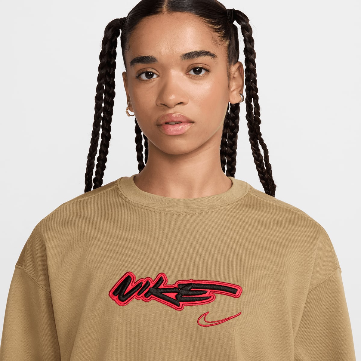 Nike Sportswear Breaking Loose French Terry Top women Hoodies & Sweaters beige Maat XS Kleding