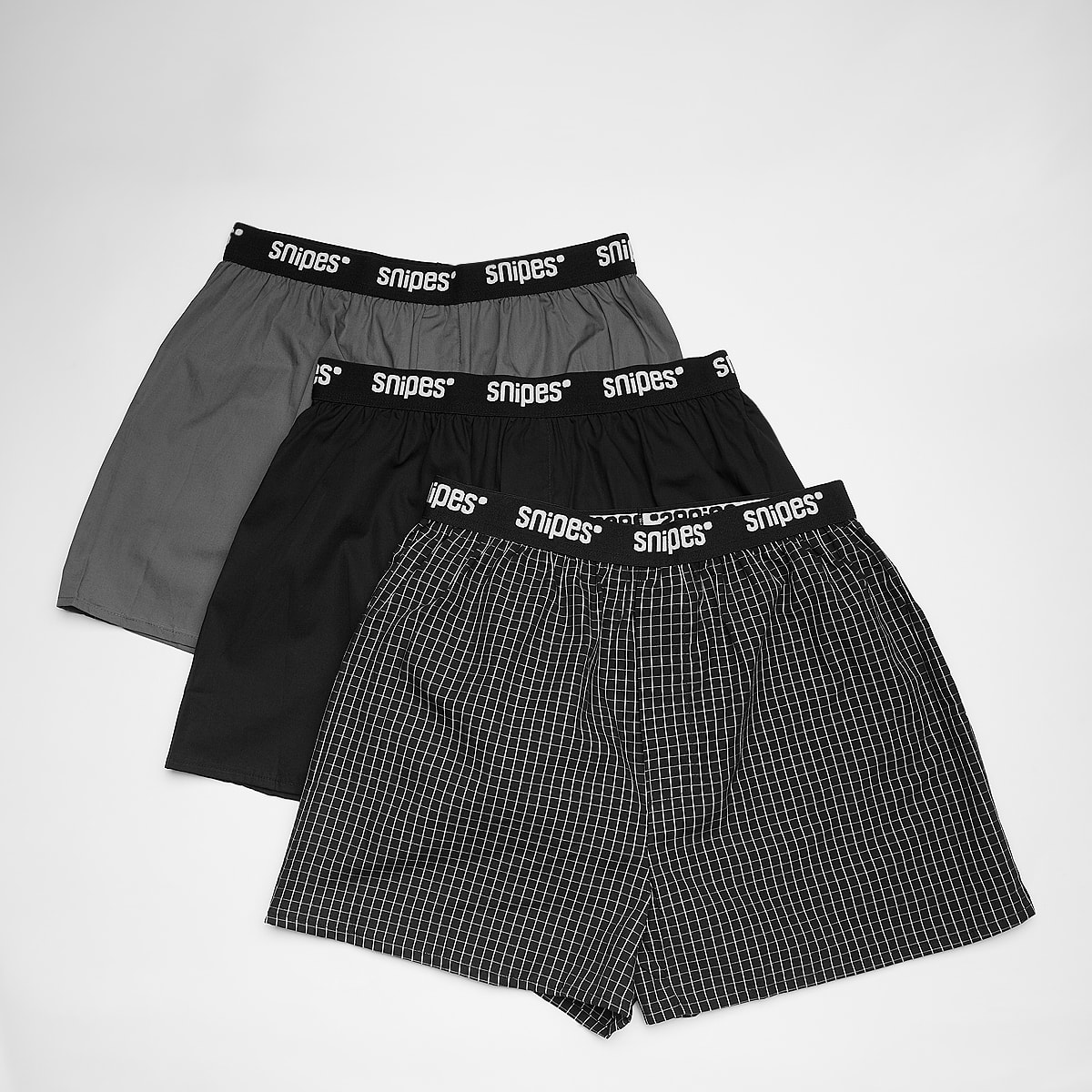 SNIPES 3 PACK White Tape Woven Boxershorts Onderbroeken in zwart formaten: M