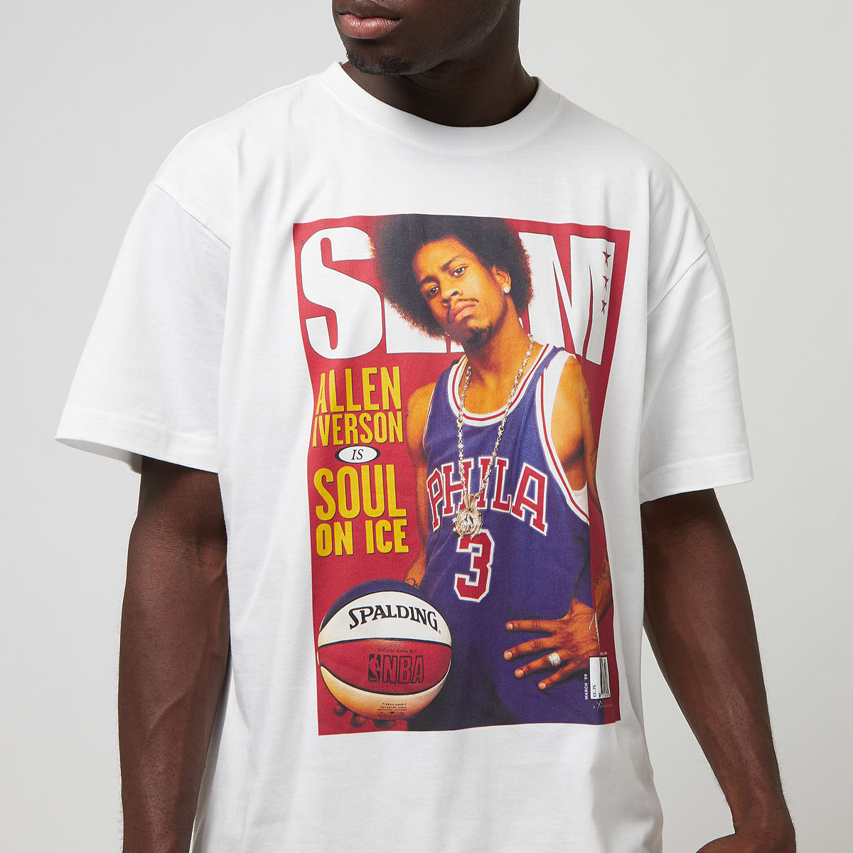 Mitchell & Ness Slam Cover Tee Philadelphia 76ers men T-Shirts Polo's wit Maat S Kleding
