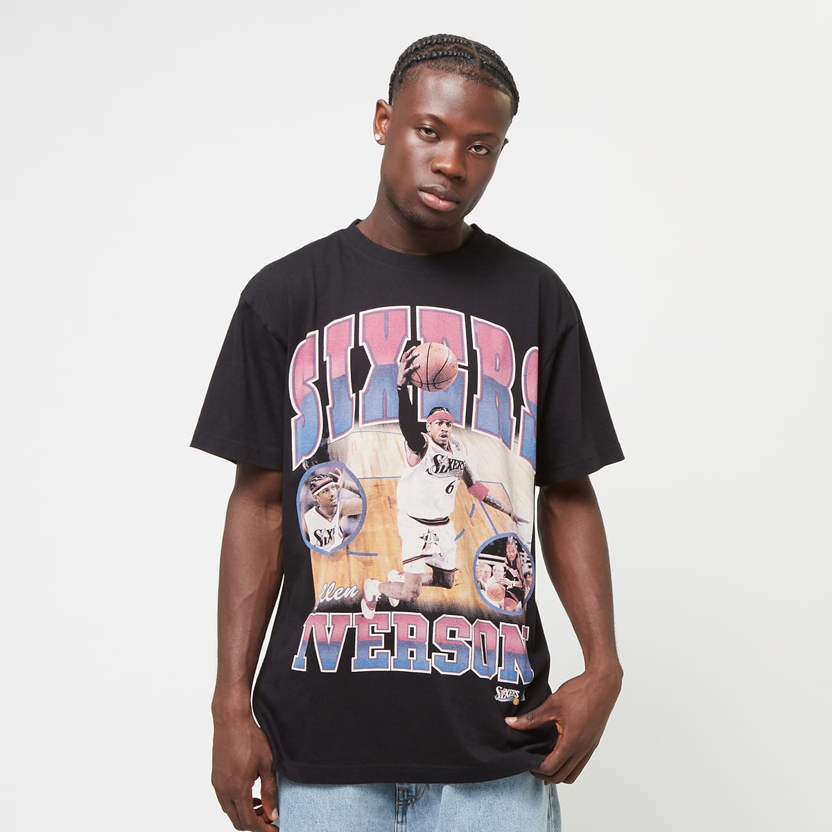 Mitchell & Ness Player Photo Tee Philadelphia 76ers men T-Shirts Polo's zwart Maat S Kleding