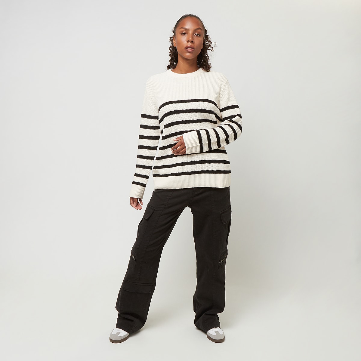 Urban Classics Ladies Rib Striped Sweater Women Kleding beige Maat XS