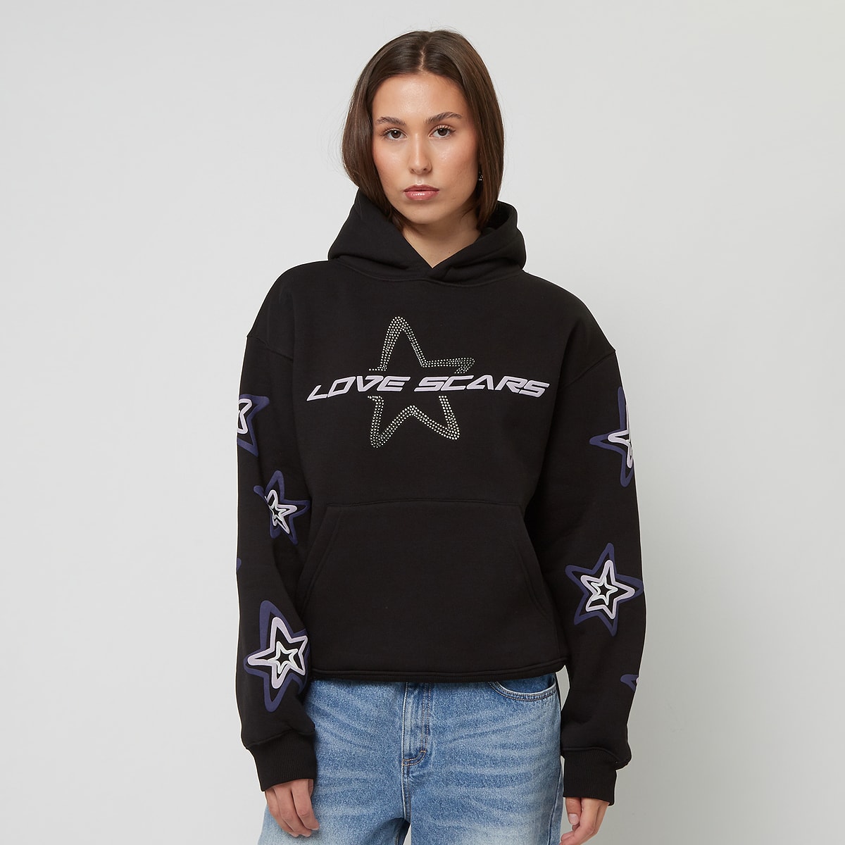 Love Scars Sketched Star Hoodie women Hoodies & Sweaters zwart Maat XS Kleding