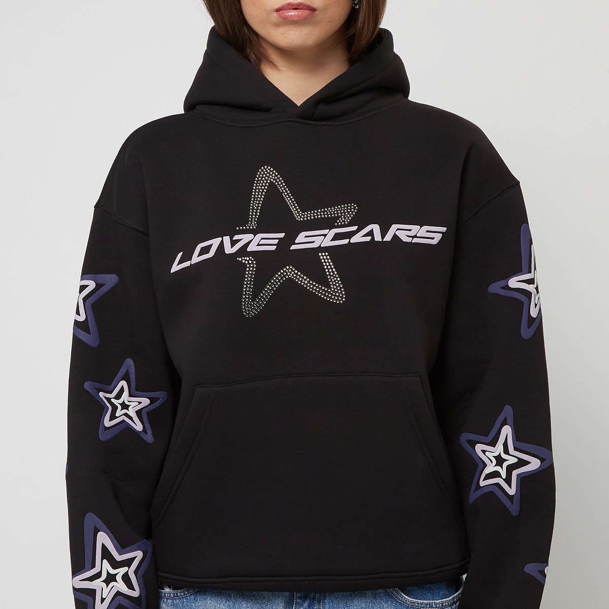 Love Scars Sketched Star Hoodie women Hoodies & Sweaters zwart Maat XS Kleding