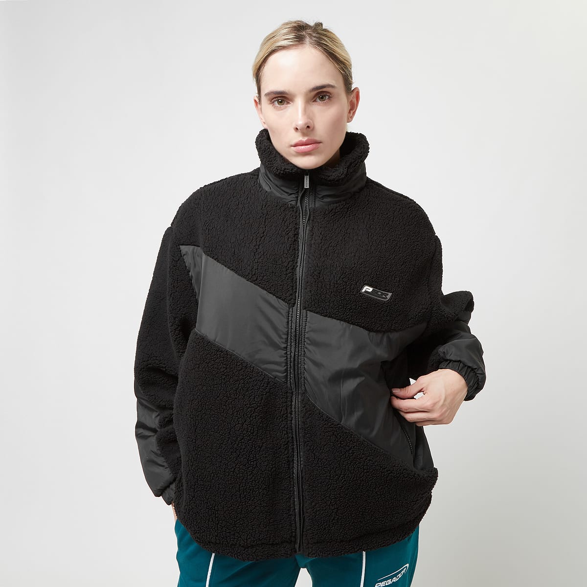 Pegador, Teddy Fabric Mix Jacke, black