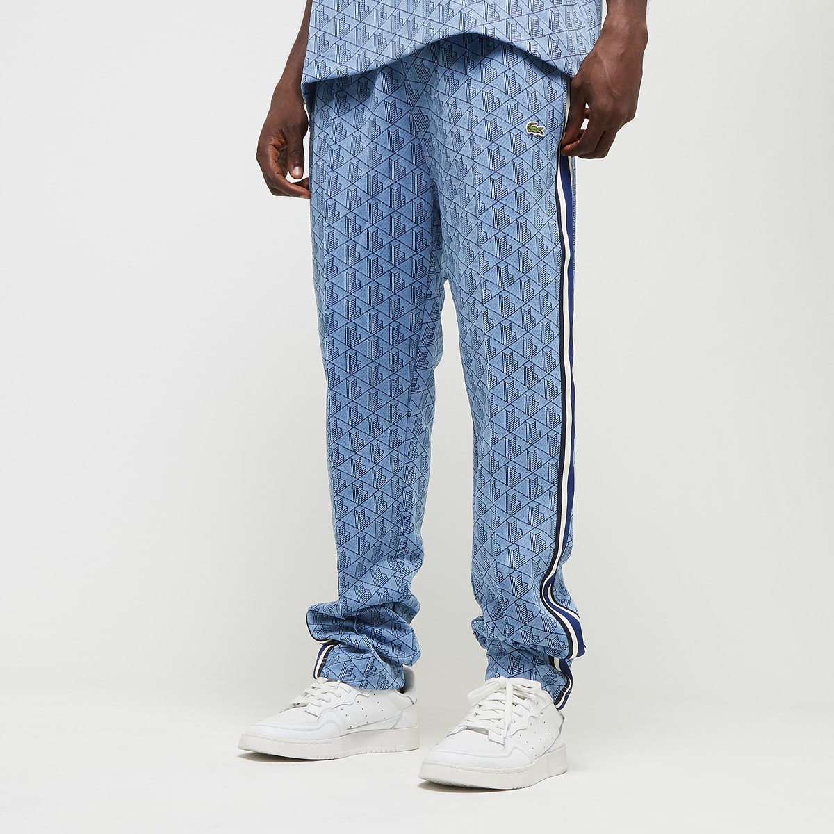 Lacoste Vintage Monogram Sweatpants Blauw Paris Stijl Blue Heren