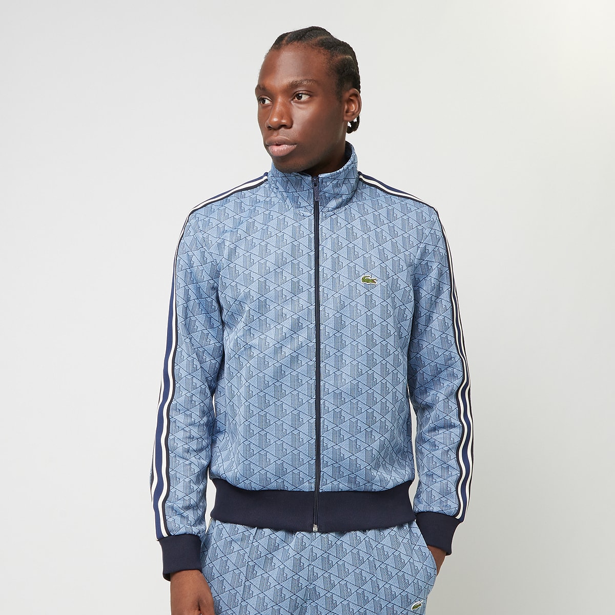 Lacoste Monogram Jacquard Sweatjack Logo Detail Blue Heren