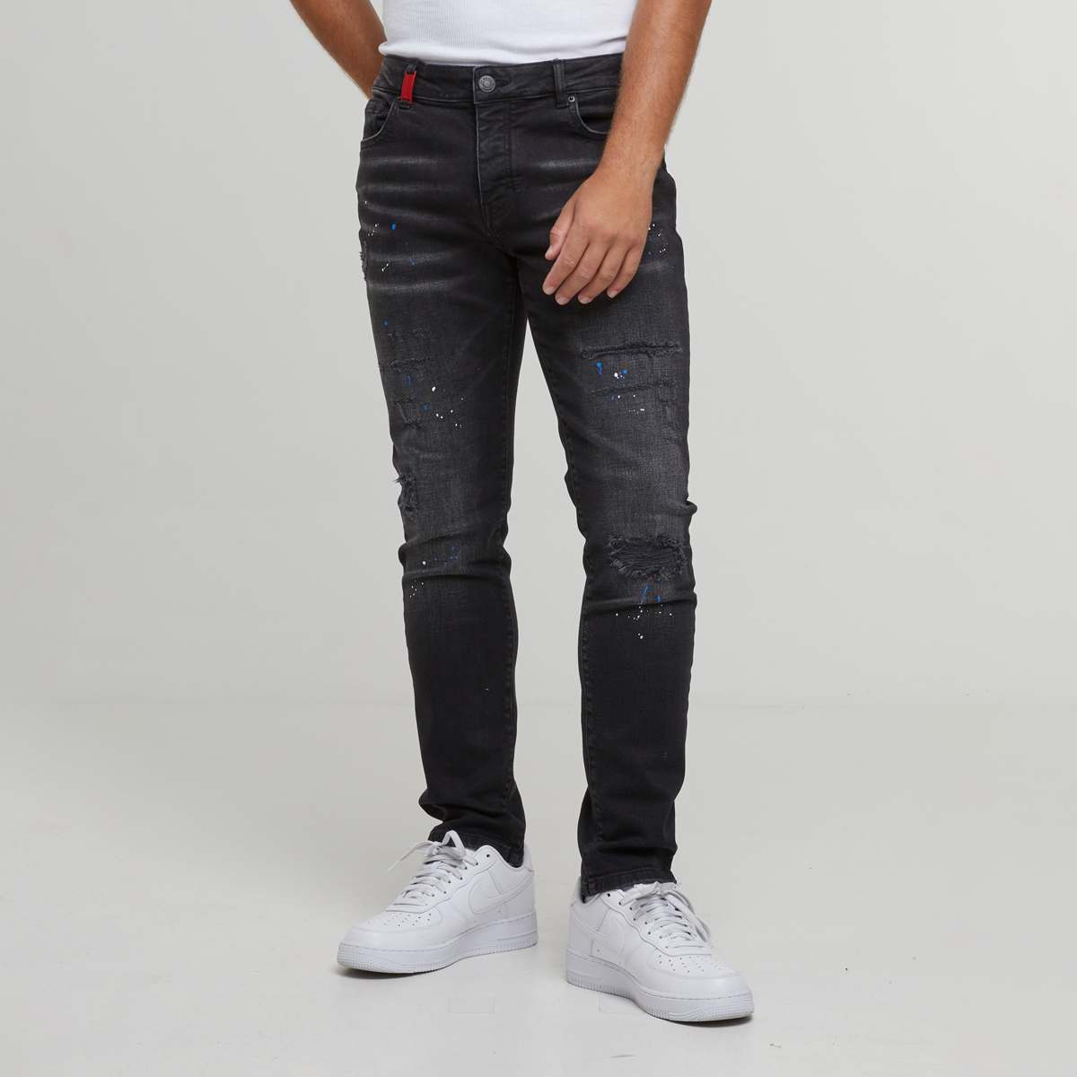 Selected, 2Y STUDIOS, Leonardo Ripped Slim Fit Jeans, black