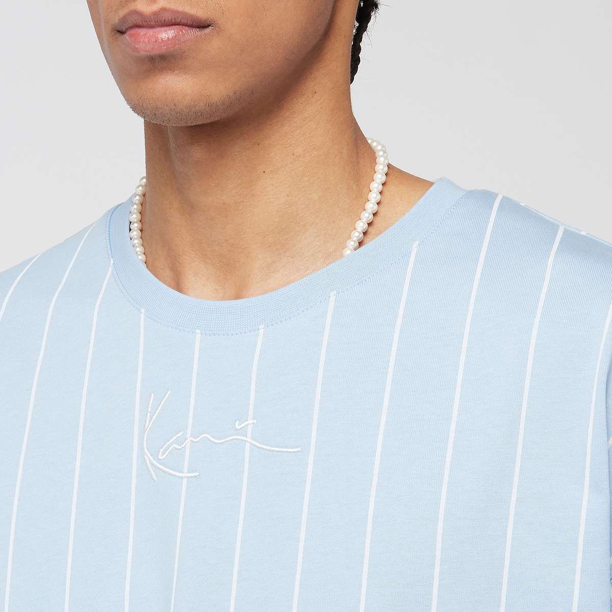 Karl Kani Small Signature Essential Pinstripe Tee men T-Shirts & Polo's blauw Maat S Kleding