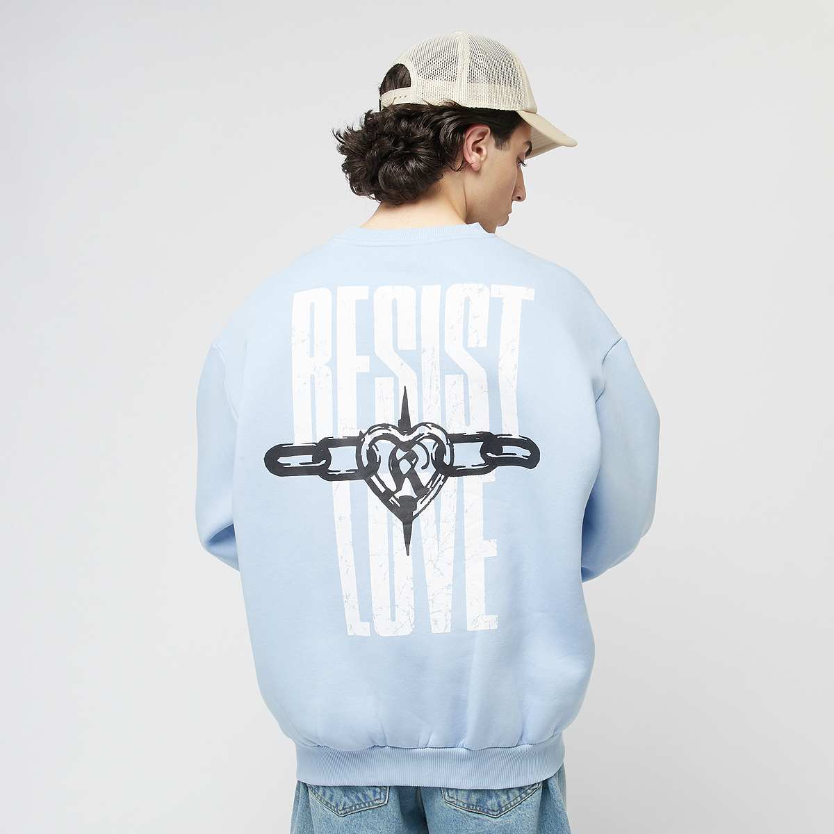Karl Kani Woven Signature Resist Love Crew Men Hoodies & Sweaters blauw Maat XS Kleding