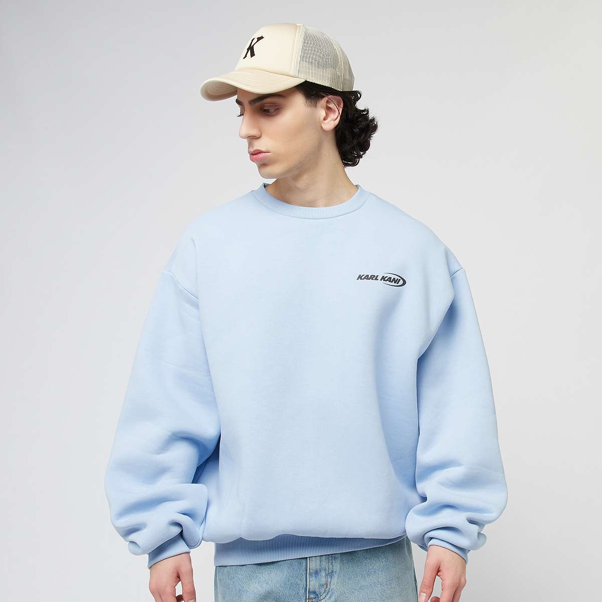 Karl Kani Woven Signature Resist Love Crew men Hoodies & Sweaters blauw Maat S Kleding