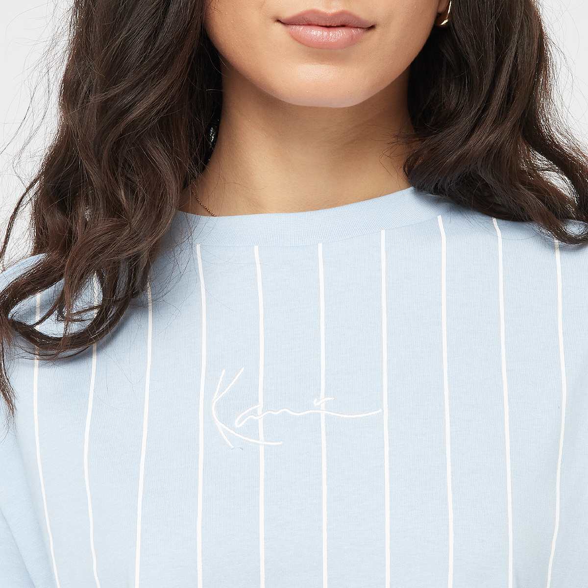 Karl Kani Small Signature Essential Pinstripe Oversized Tee women T-Shirts & Polo's blauw Maat XS Kleding