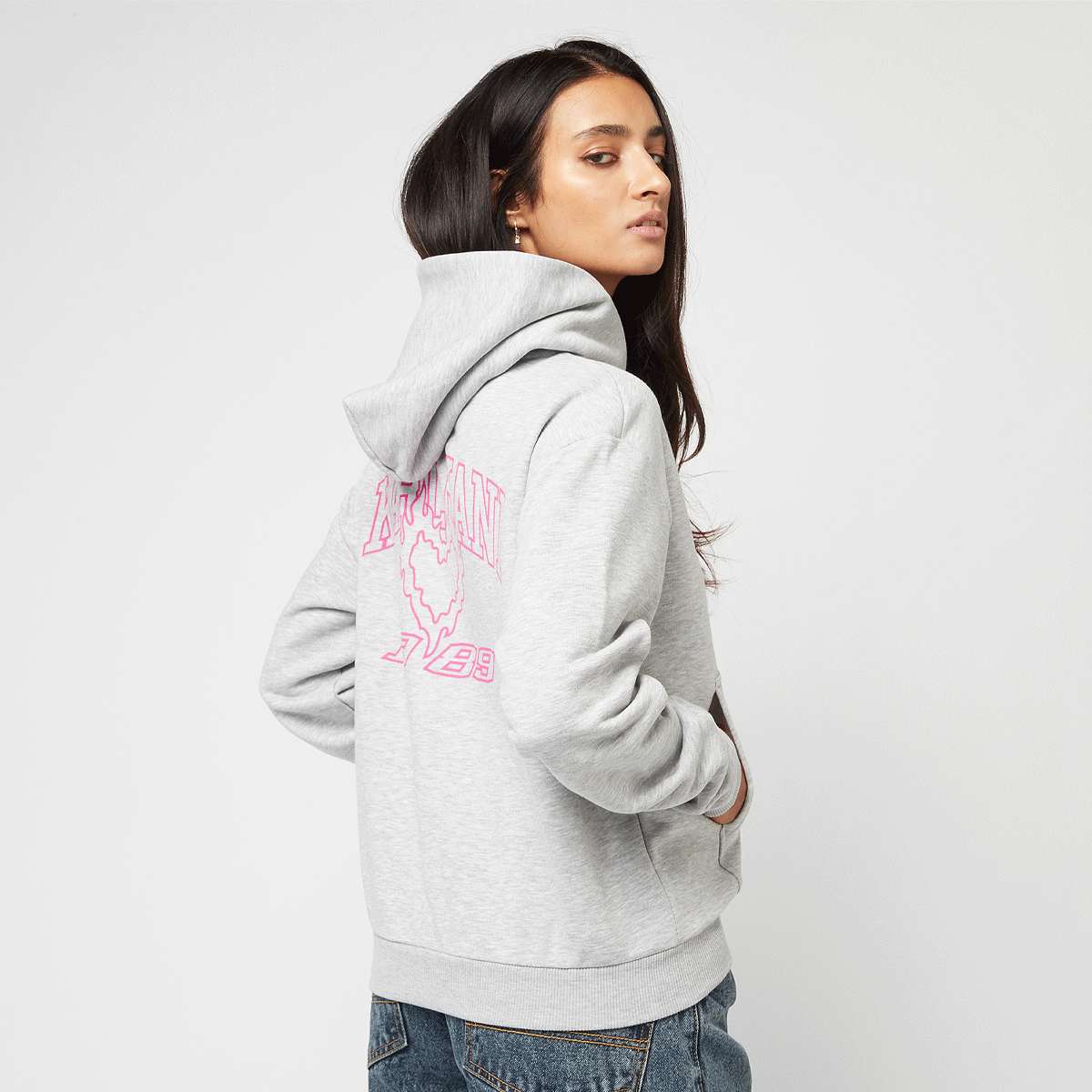 Karl Kani Signature Heart Cross Backprint Zip Hoodie wo Hoodies & Sweaters grijs Maat XS Kleding