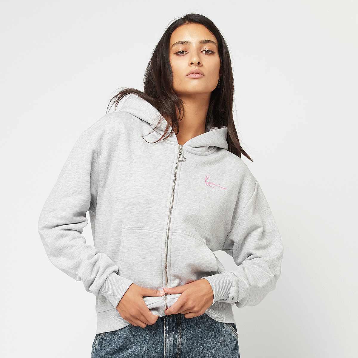 Karl Kani Signature Heart Cross Backprint Zip Hoodie women Hoodies & Sweaters grijs Maat XS Kleding