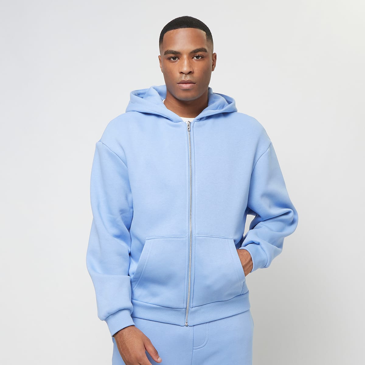Urban Classics Fluffy Zip Hoody Men Hoodies & Sweaters blauw Maat M Kleding