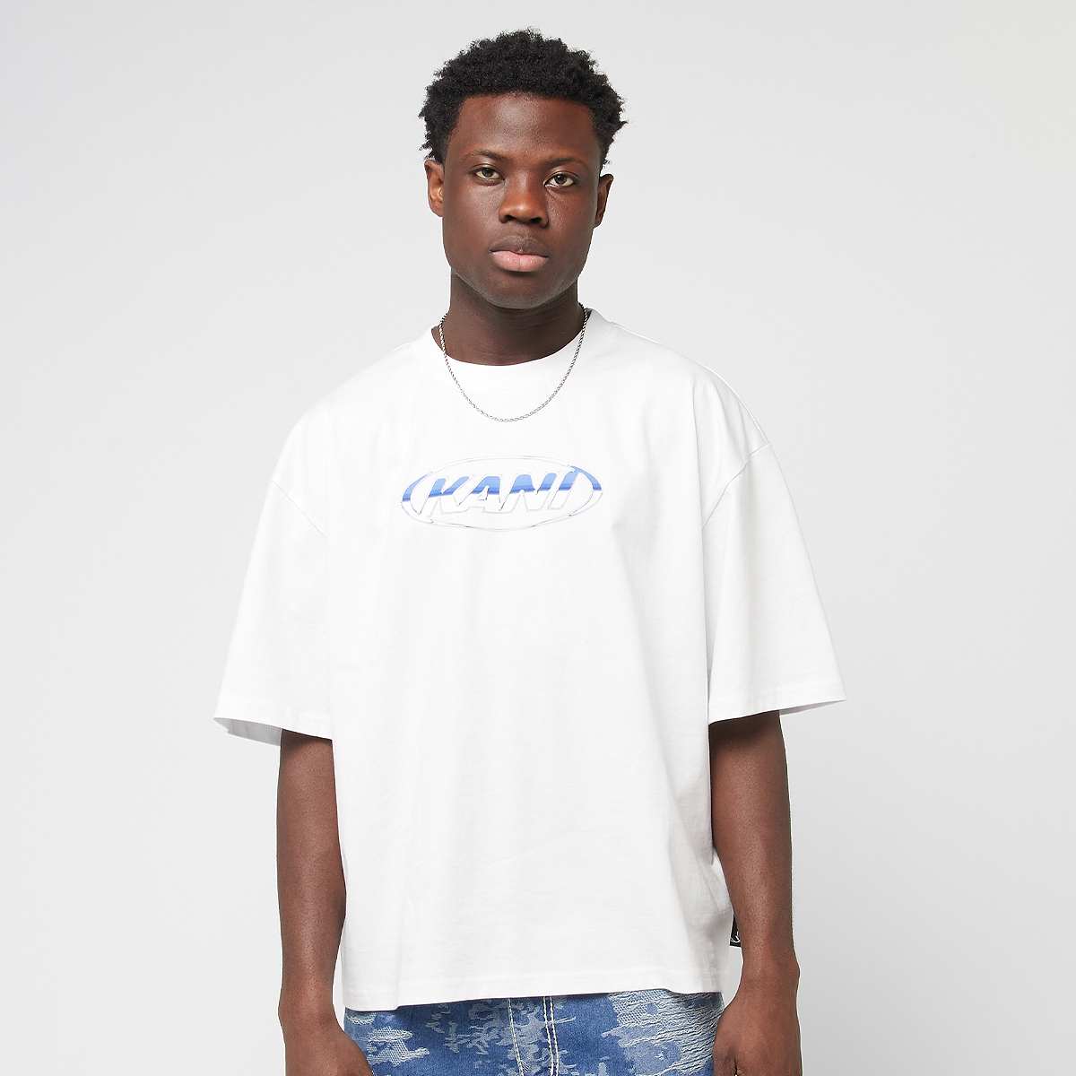 Karl Kani, Woven Signature Chrome Logo Crop Tee, white