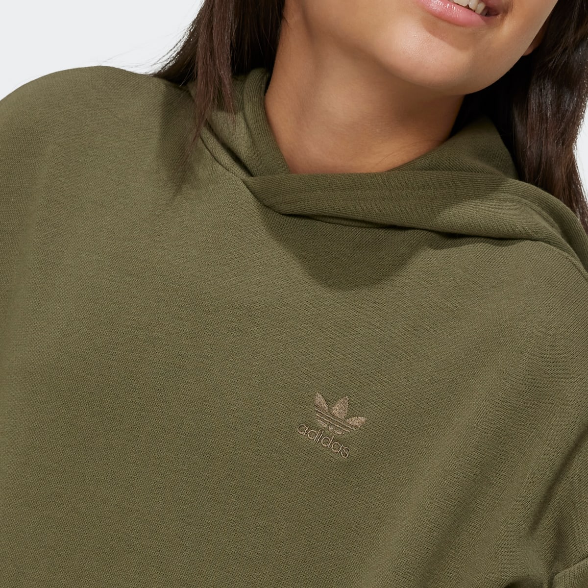 adidas Originals JUNIOR HOODIE olive strata unisex Hoodies & Sweaters groen Kleding