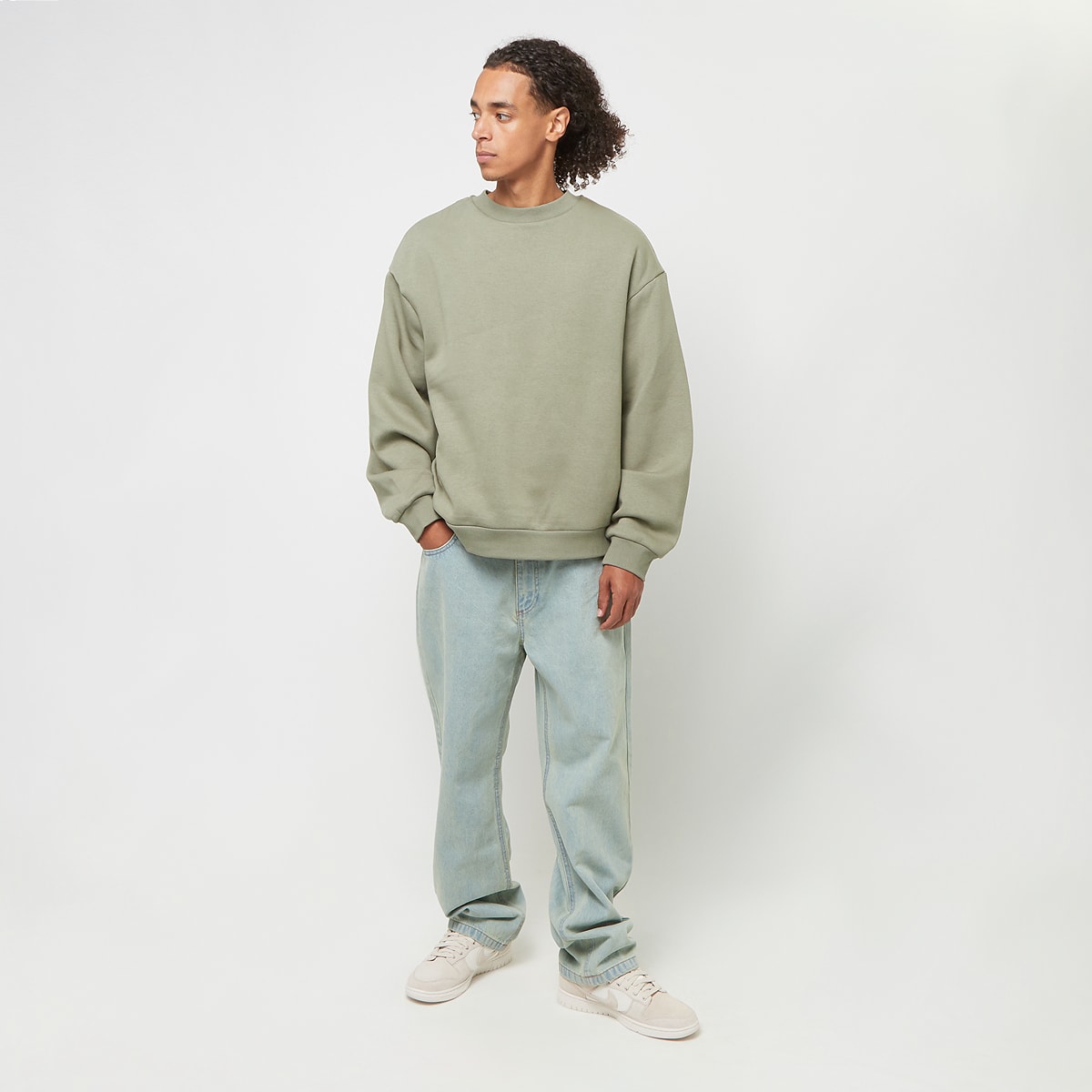 Urban Classics Fluffy Crewneck paleolive men Hoodies & Sweaters groen Maat XS Kleding