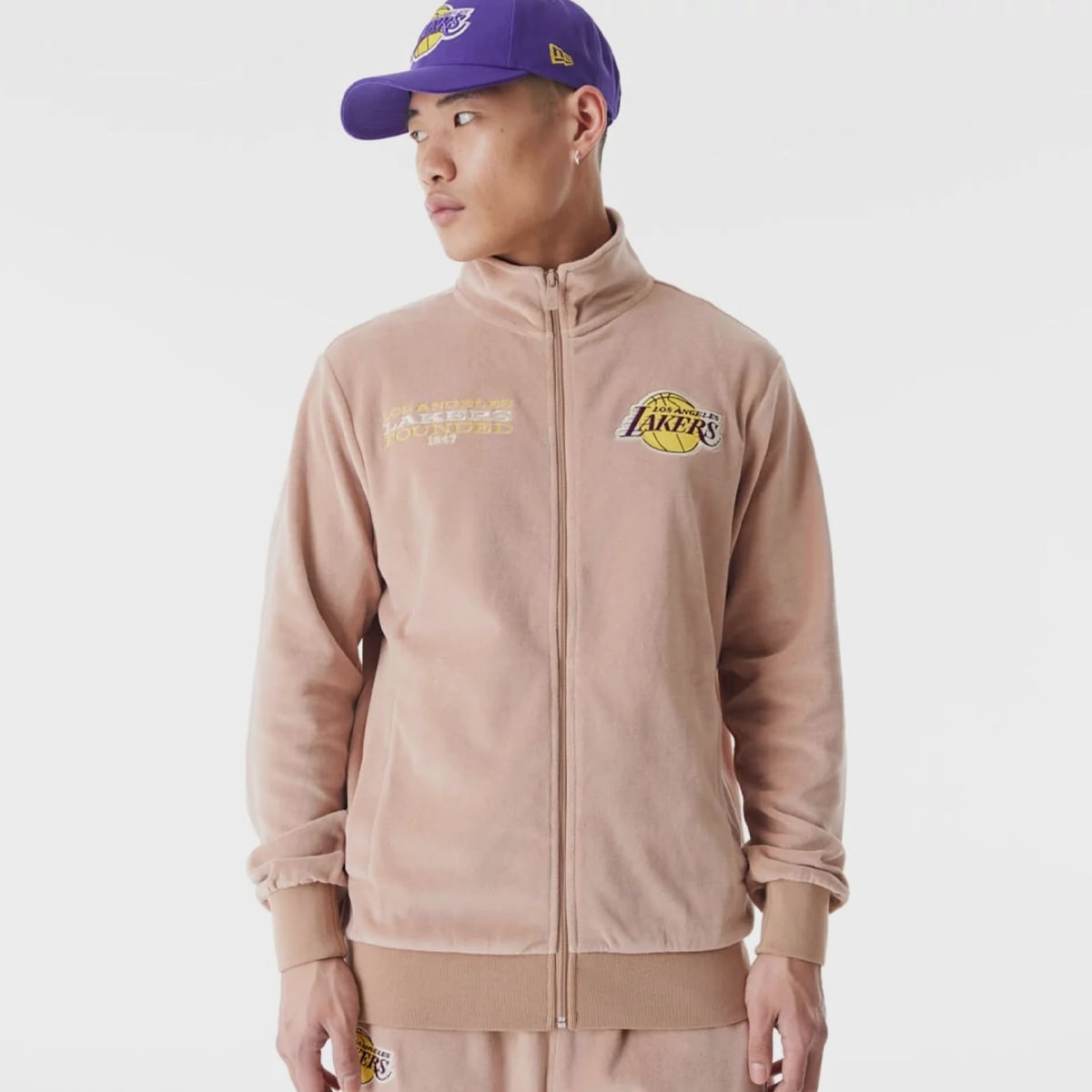 New Era, LA Lakers NBA Lifestyle Velours Trackjacket, beige