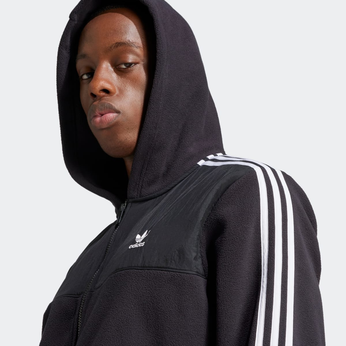 adidas Originals Adicolor 3-Stripes Teddy Fleece Hoodie-Jacket men Hoodies & Sweaters zwart Maat S Kleding
