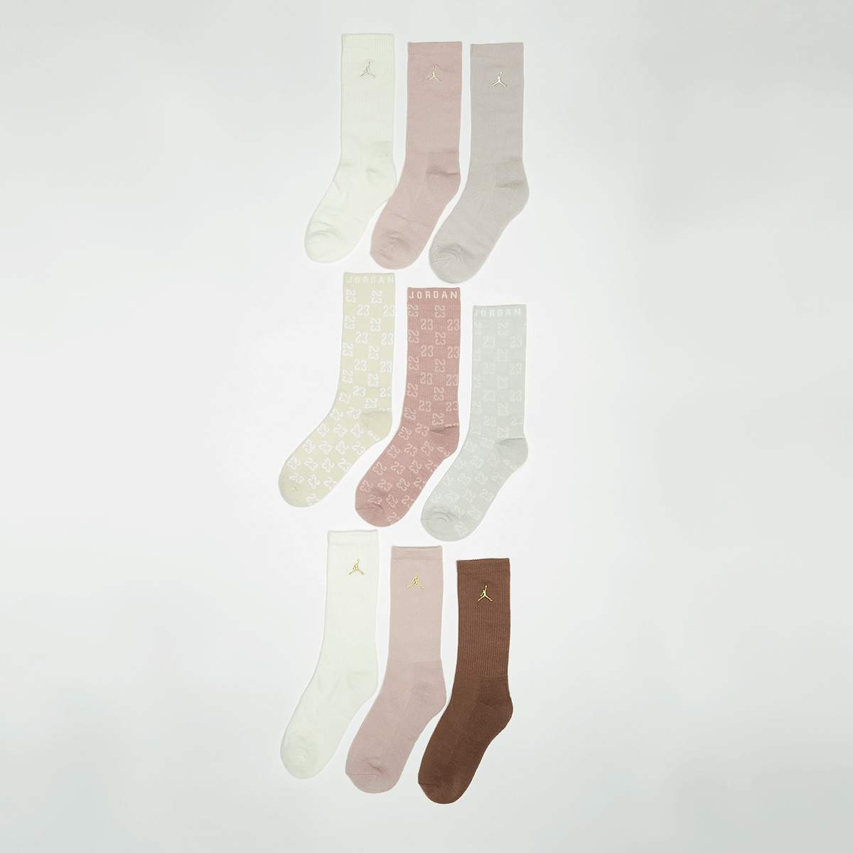 Jordan 9 PACK Holiday Crew Gift Box unisex Sokken beige Maat 9Y-11Y Kleding