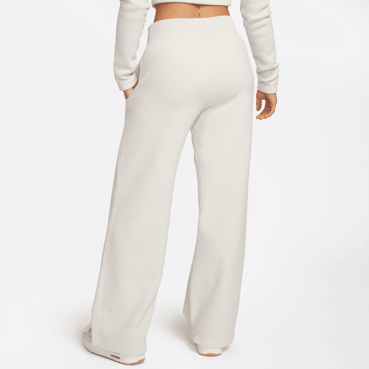 Nike Sportswear Phoenix Plush High-Rise Wide Pants women Trainingsbroeken beige Maat S Kleding