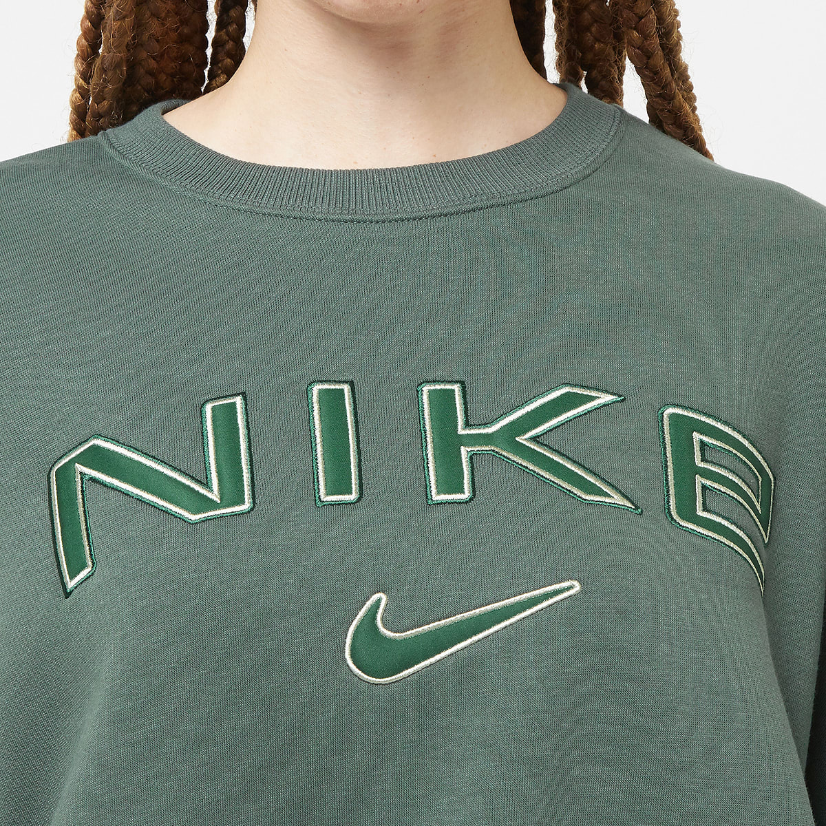Nike Sportswear Phoenix Fleece Logo Crew women Hoodies & Sweaters groen Maat M Kleding