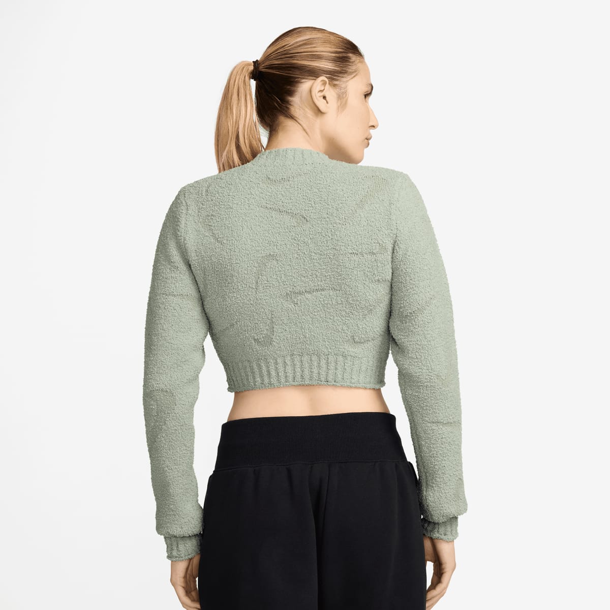 Nike Sportswear Phoenix Bouclé Long Sleeve Top women Longsleeves groen Maat XS Kleding
