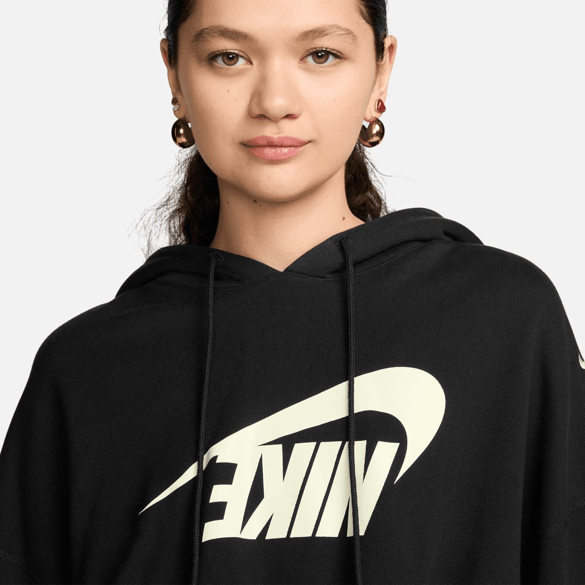 Nike Sportswear Oversized Fleece Crop Hoodie Dance women Hoodies & Sweaters zwart Maat XS Kleding