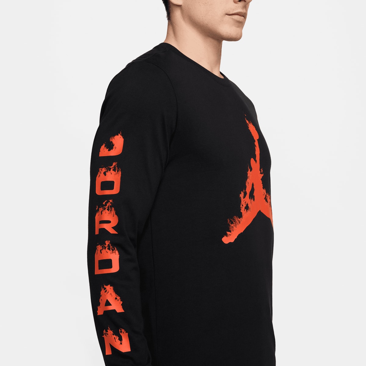 Jordan Flame Longsleeve Crew men Hoodies & Sweaters zwart Maat S Kleding