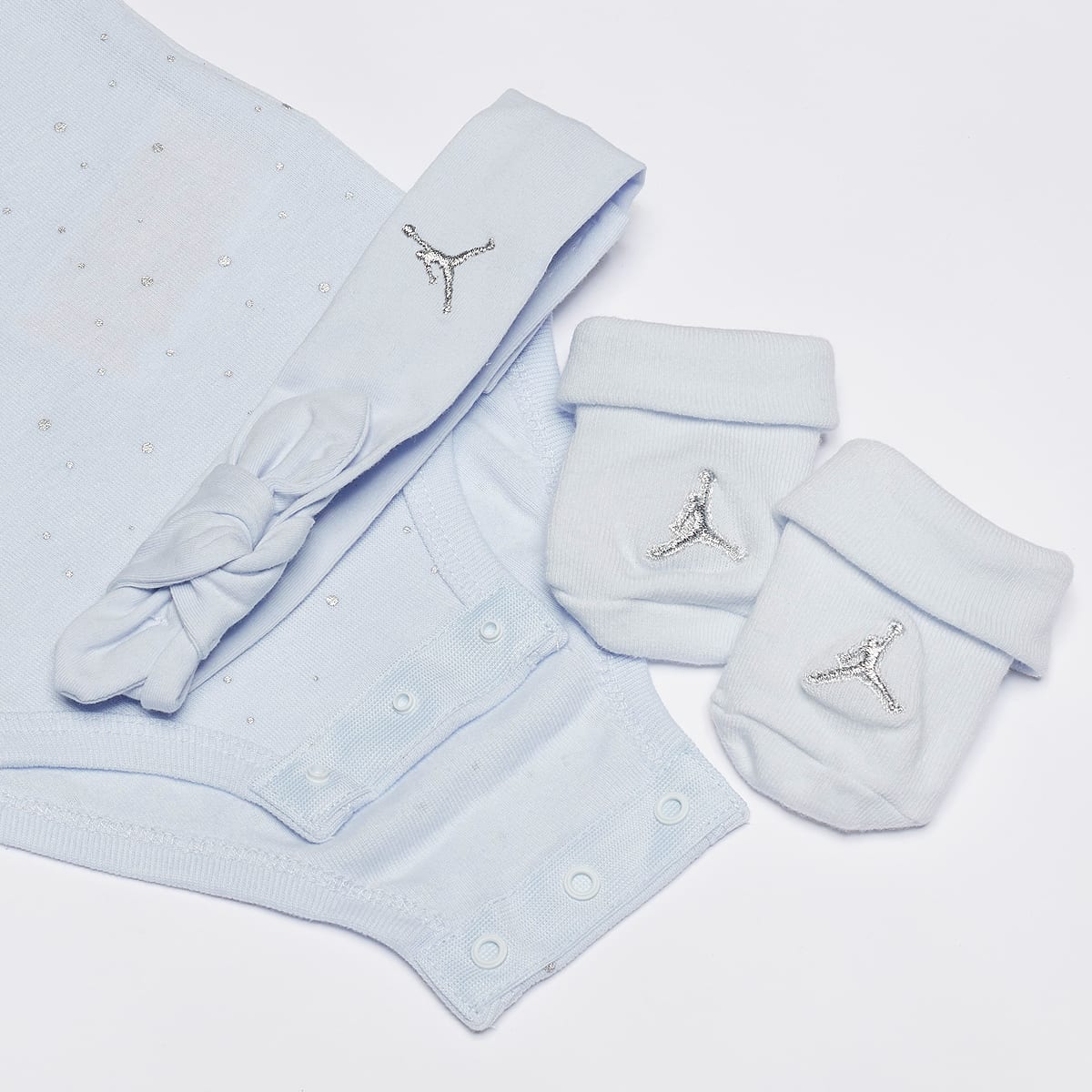 Jordan 1st Baby Blue Box Set (3 Piece) Baby Rompers & Sets in blauw formaten: 0M-6M