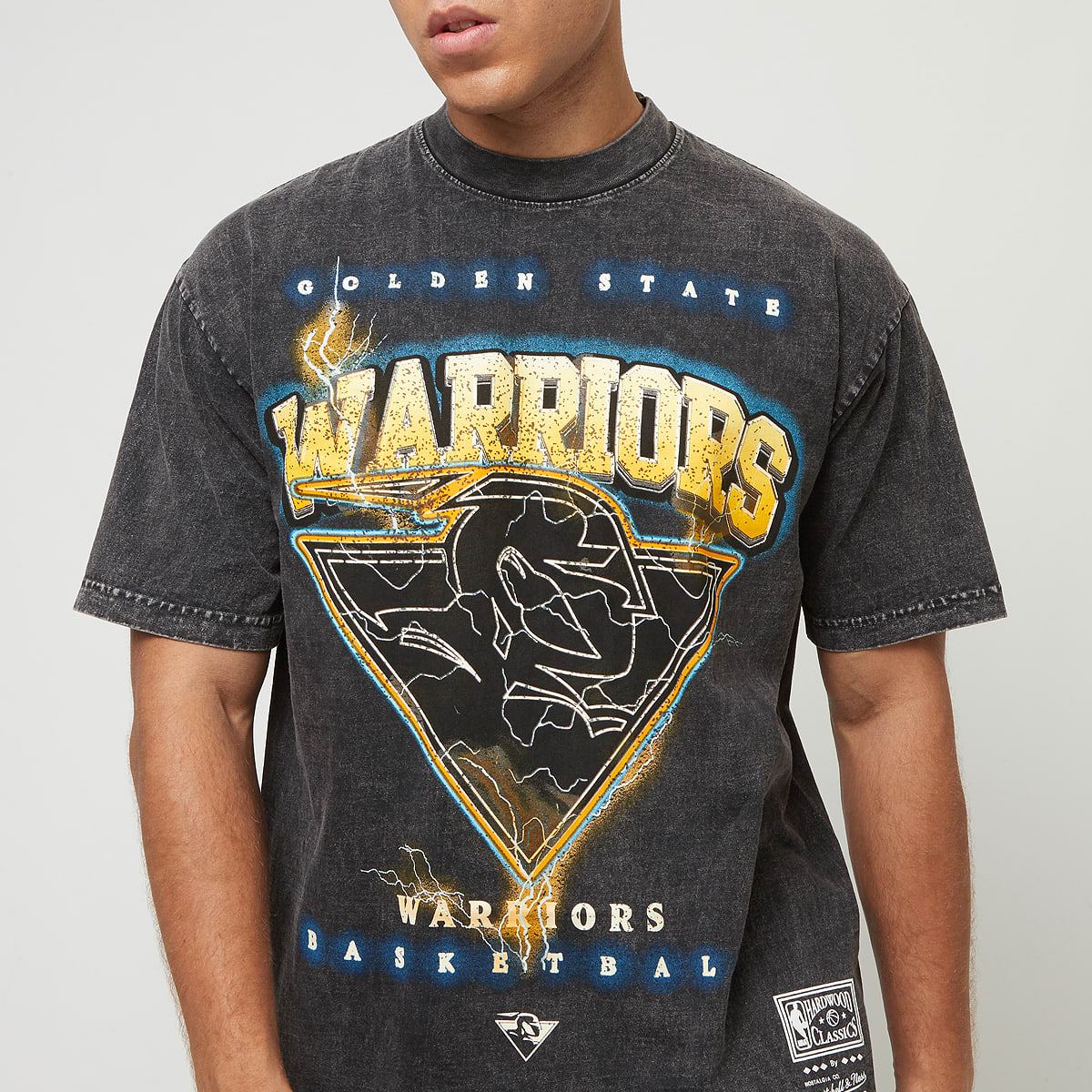 Mitchell & Ness Nba Oversized Graphic Tee Golden State Warriors men T-Shirts Polo's grijs Maat S Kleding