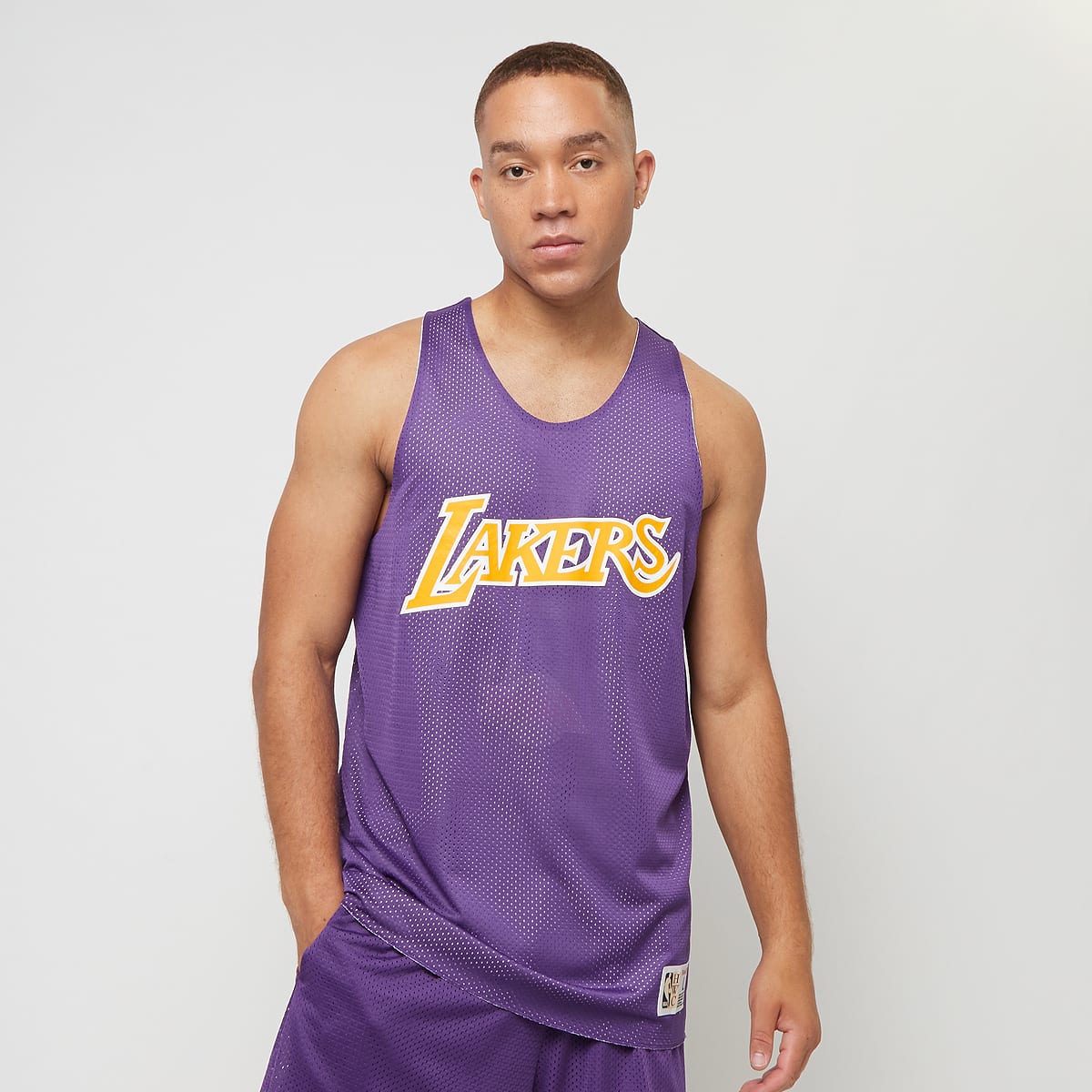 Mitchell & Ness NBA Reversible Mesh Tank Vintage Logo La Lakers men Tanktops roze Maat S Kleding